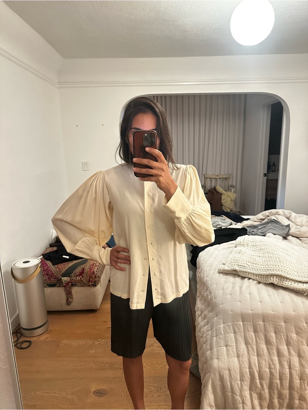 Doen silk blouse with voluminous sleeves